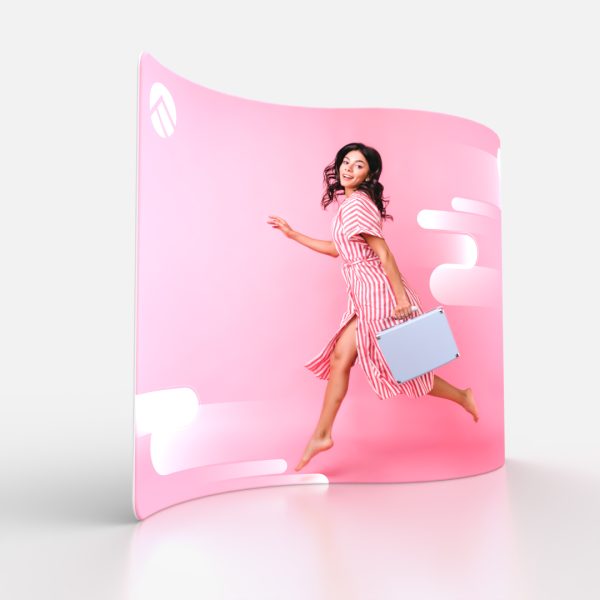 fabric backdrop, tension,แบคดรอปผ้า,s shape,ออกบูธ,จัดบูธ,ผ้าพิมพ์ลาย