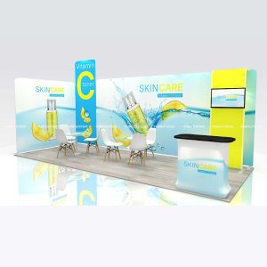 บูธผ้า,บูธผ้าสำเร็จรูป,fabric booth,fabric stand,แบคดรอป,เคาน์เตอร์,tension