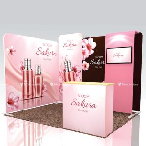 บูธผ้า,บูธผ้าสำเร็จรูป,fabric booth,fabric stand,แบคดรอป,เคาน์เตอร์,tension จัดบูธ ผ้าพิมพ์ลาย