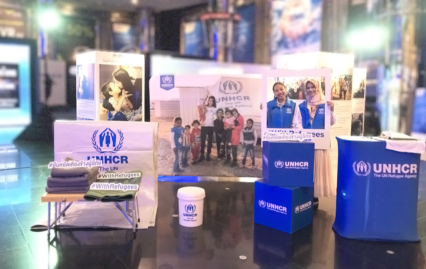 UNHCR fabric booth