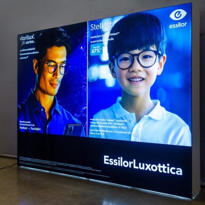 Essilor pop up, lightbox,SEG, backdrop, fabric,แบคดรอปผ้า,กล่องไฟ,ออกบูธ